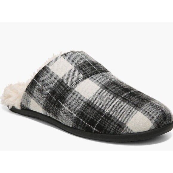 Vionic Slipper Mens 13 Alfons Black Plaid Orthotic Mule New - Picture 1 of 10